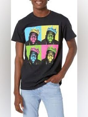 BIGGIE SMALLS Graphic Pop-Art Crewneck T-Shirt - Multicolor Print